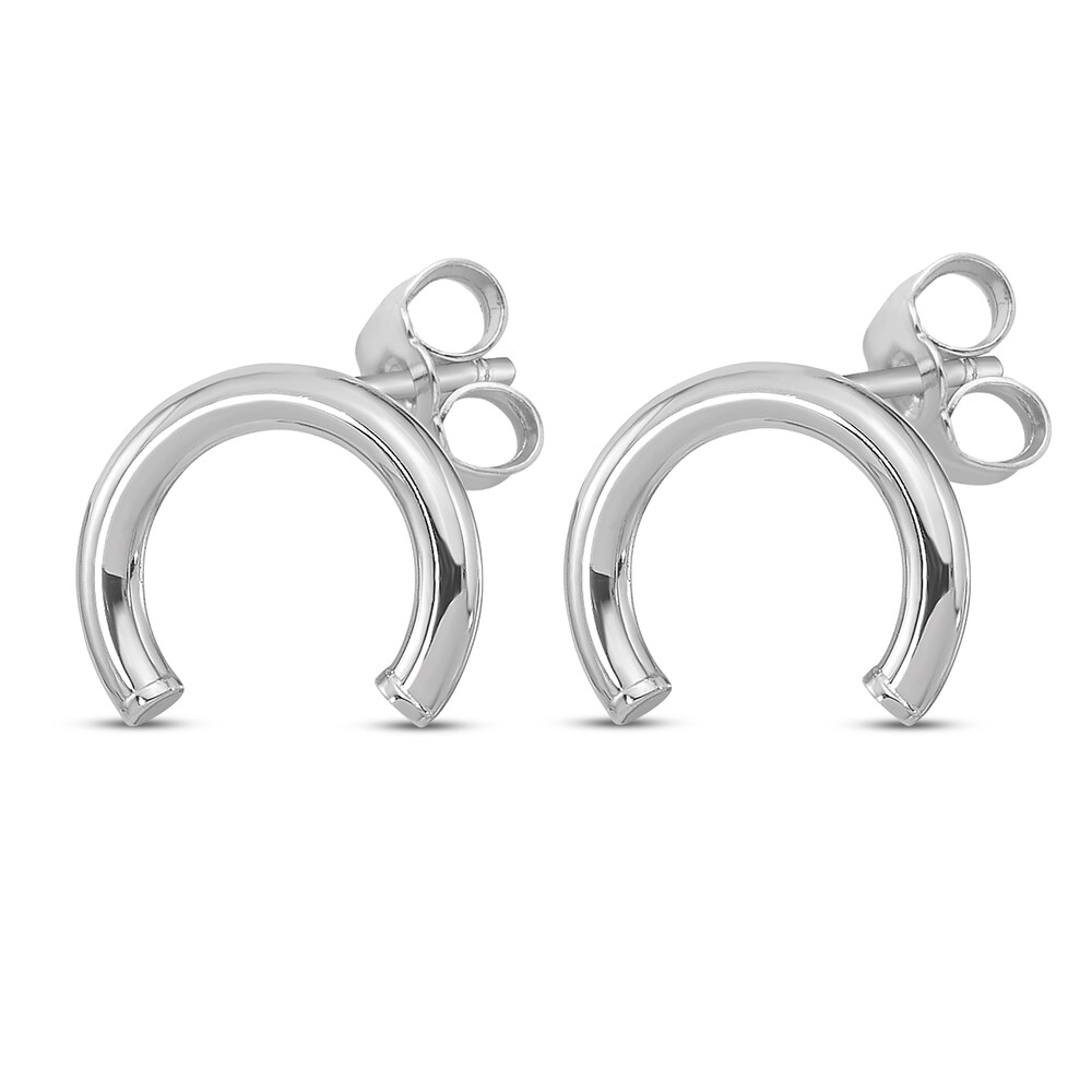 U Shape Tube Stud Earrings 14K White Gold CXnyBX0S