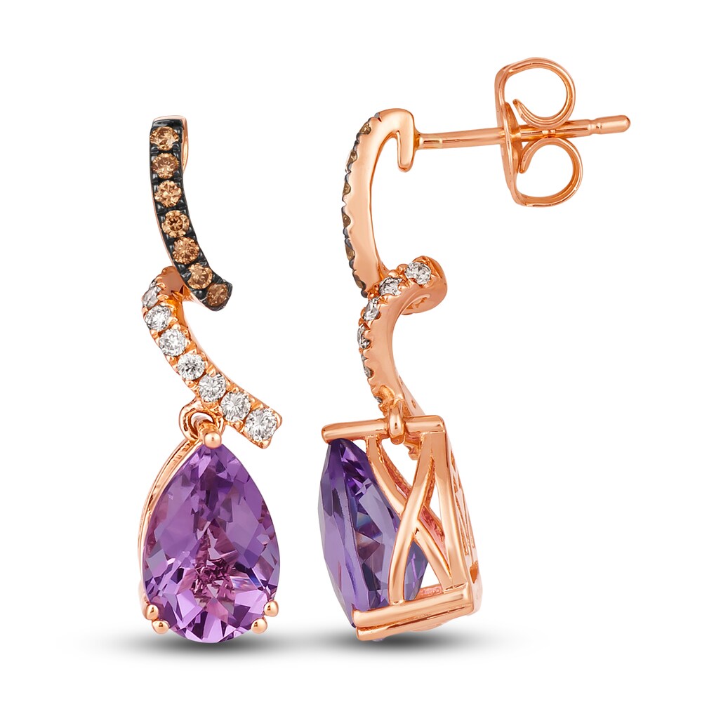 Le Vian Natural Amethyst Earrings 1/4 ct tw Diamonds 14K Strawberry Gold CZrLVxmR