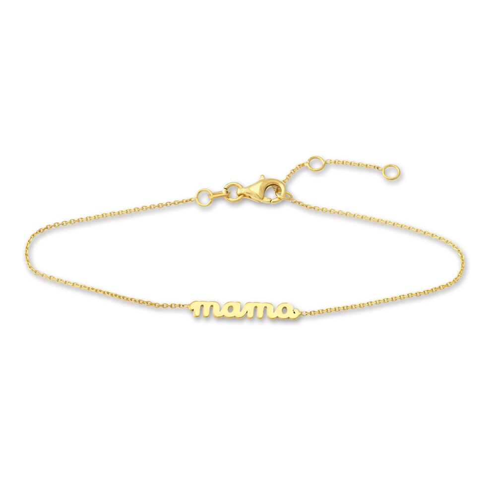 MAMA" Bracelet 14K Yellow Gold 6.6" Adj. CbMBo3Ks
