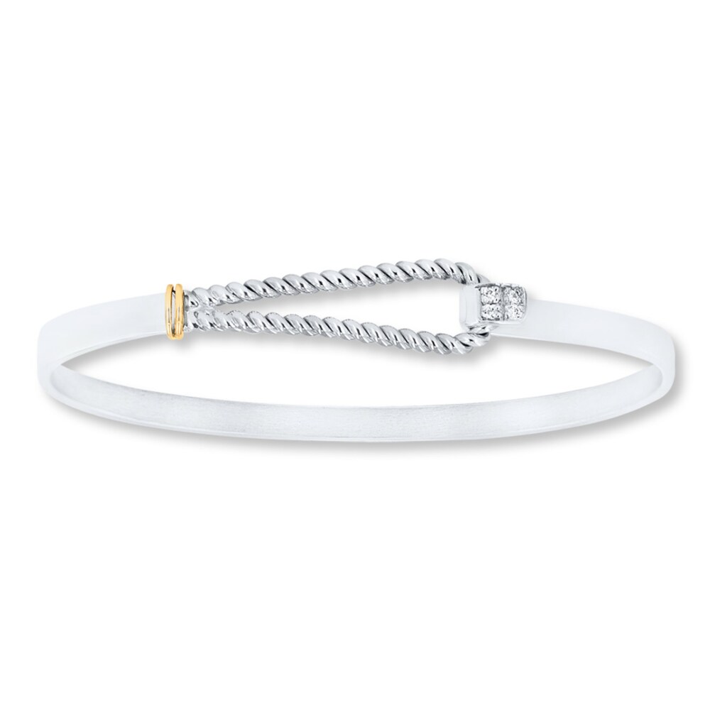 Teardrop Bangle 1/20 ct tw Diamonds Sterling Silver/14K Gold Csol92oU Teardrop Bangle 1/20 ct tw Diamonds Sterling Silver/14K Gold Csol92oU