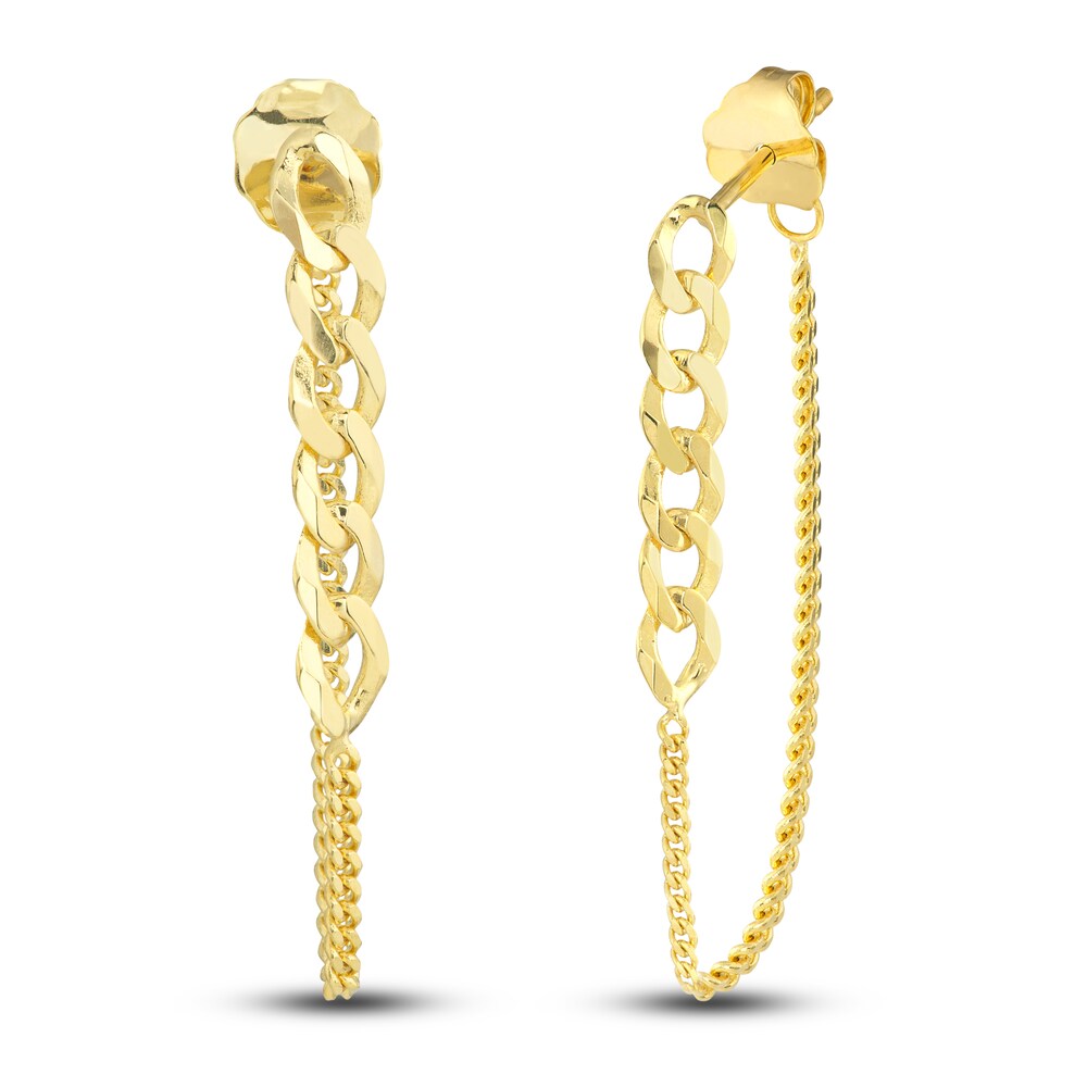 Curb Chain Drop Earrings 14K Yellow Gold CwCEVF8l Curb Chain Drop Earrings 14K Yellow Gold CwCEVF8l