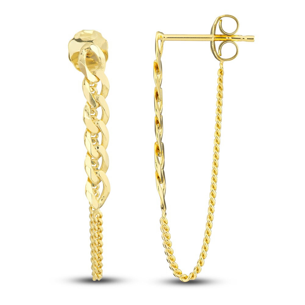 Curb Chain Drop Earrings 14K Yellow Gold CwCEVF8l Curb Chain Drop Earrings 14K Yellow Gold CwCEVF8l