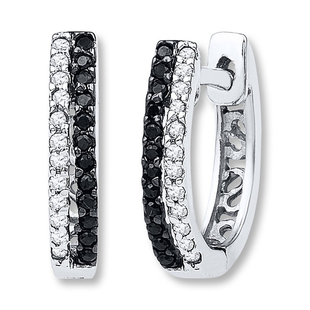 Diamond Hoop Earrings 1/5 ct tw Black/White 10K White Gold D1YwK7Rf Diamond Hoop Earrings 1/5 ct tw Black/White 10K White Gold D1YwK7Rf