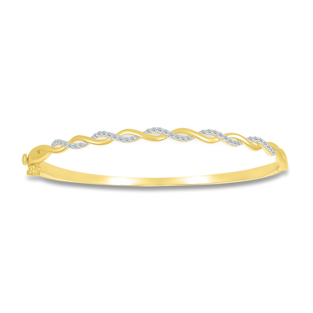 Diamond Twisted Bangle Bracelet 1/3 ct tw Round 10K Yellow Gold D2QTBls5 Diamond Twisted Bangle Bracelet 1/3 ct tw Round 10K Yellow Gold D2QTBls5