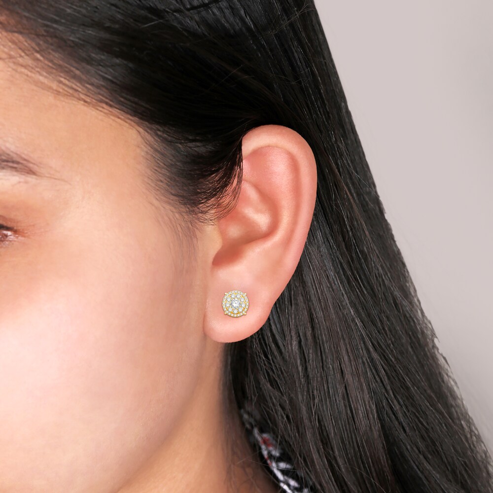 Diamond Stud Earrings 1-1/2 ct tw Round 14K Yellow Gold D99bksVv