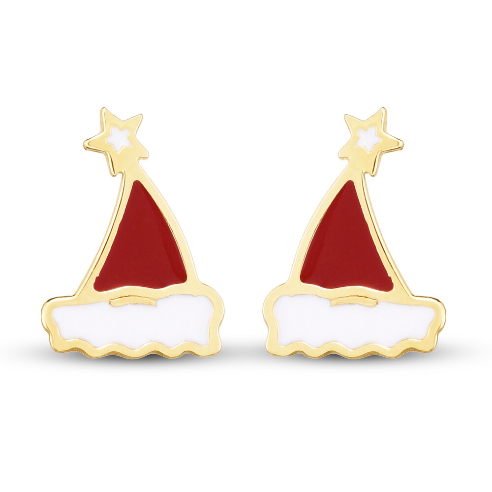 Santa Hat Stud Earrings Red/White Enamel 14K Yellow Gold D9NcmSEJ Santa Hat Stud Earrings Red/White Enamel 14K Yellow Gold D9NcmSEJ