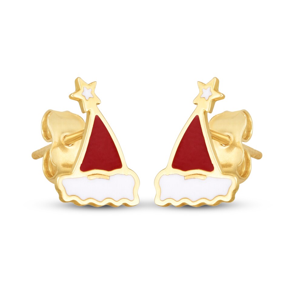 Santa Hat Stud Earrings Red/White Enamel 14K Yellow Gold D9NcmSEJ Santa Hat Stud Earrings Red/White Enamel 14K Yellow Gold D9NcmSEJ