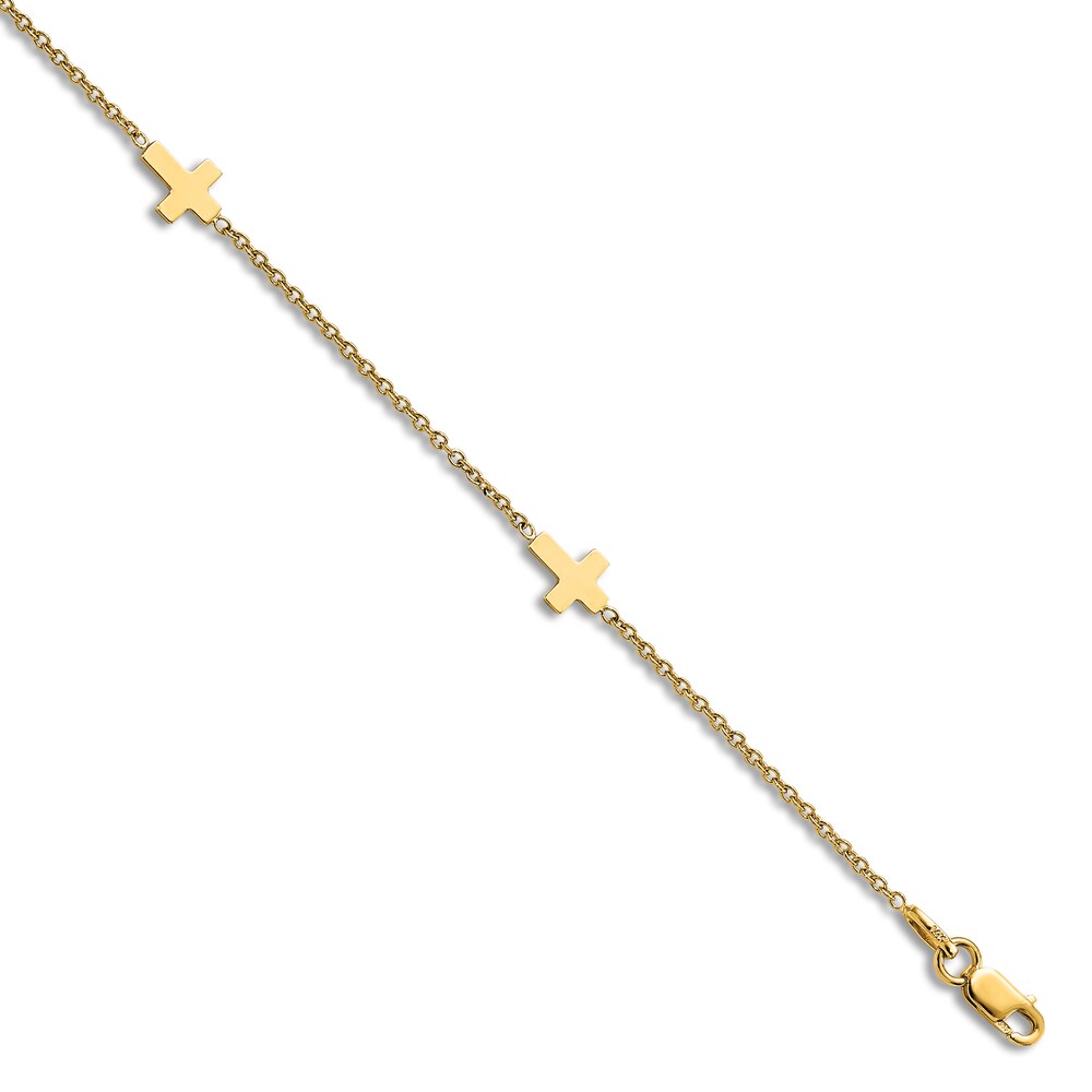 High-Polish Cross Anklet 14K Yellow Gold 9" DN51bTKj High-Polish Cross Anklet 14K Yellow Gold 9" DN51bTKj