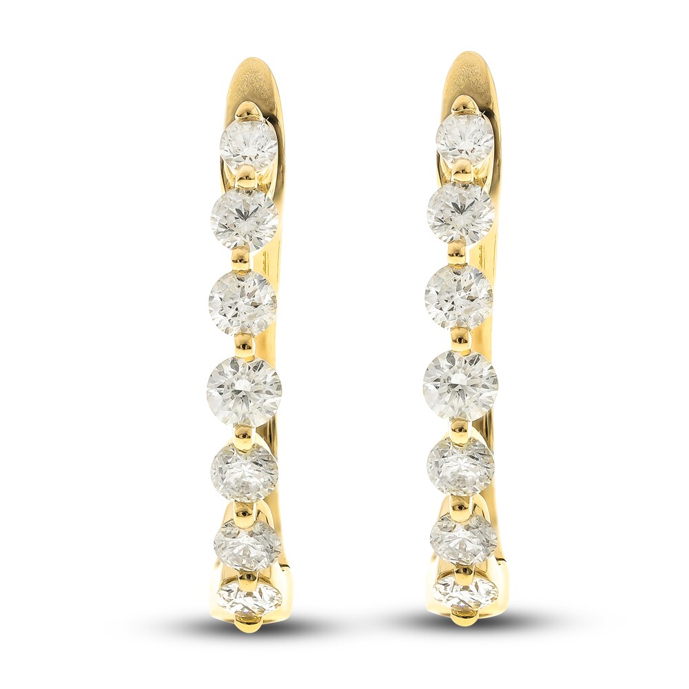 Diamond Hoop Earrings 7/8 ct tw Round 14K Yellow Gold DNCcl4fE Diamond Hoop Earrings 7/8 ct tw Round 14K Yellow Gold DNCcl4fE