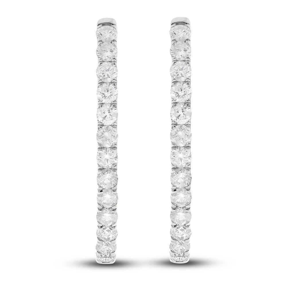 Diamond Hoop Earrings 3 ct tw Round 14K White Gold DOhK2PWZ Diamond Hoop Earrings 3 ct tw Round 14K White Gold DOhK2PWZ