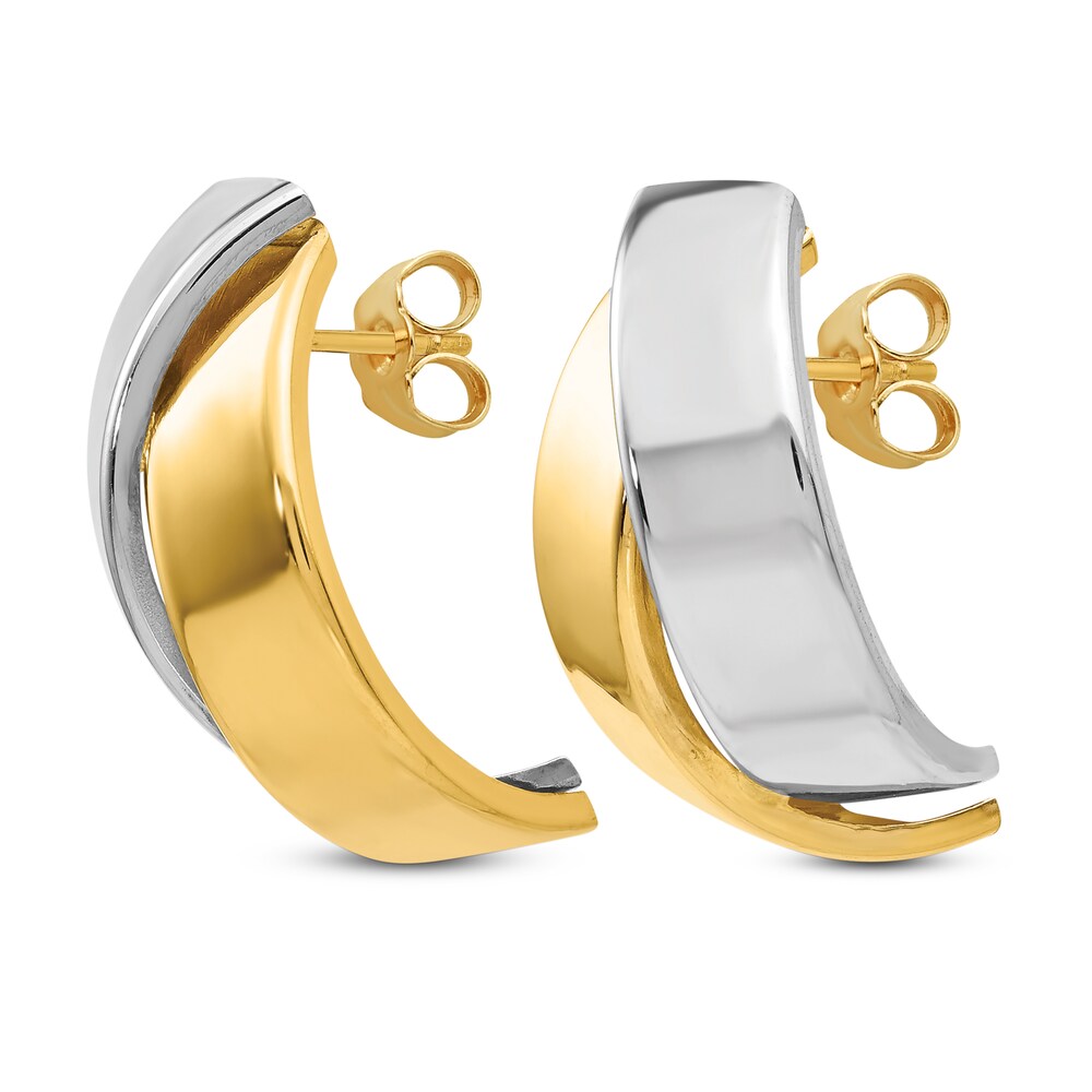 Polished Stud Earrings 14K Two-Tone Gold DU46vLAo Polished Stud Earrings 14K Two-Tone Gold DU46vLAo