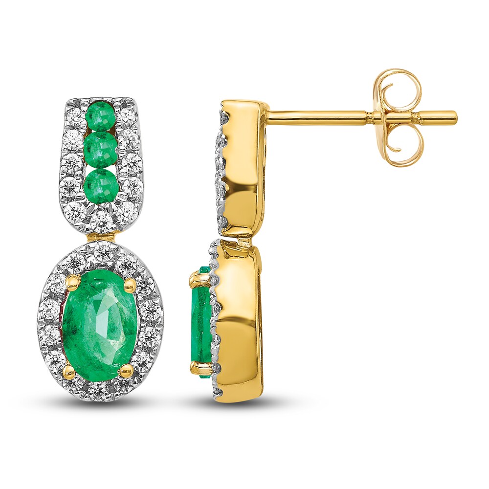 Natural Emerald Earrings 1/3 ct tw Diamonds 14K Yellow Gold DbEXt6Ve Natural Emerald Earrings 1/3 ct tw Diamonds 14K Yellow Gold DbEXt6Ve