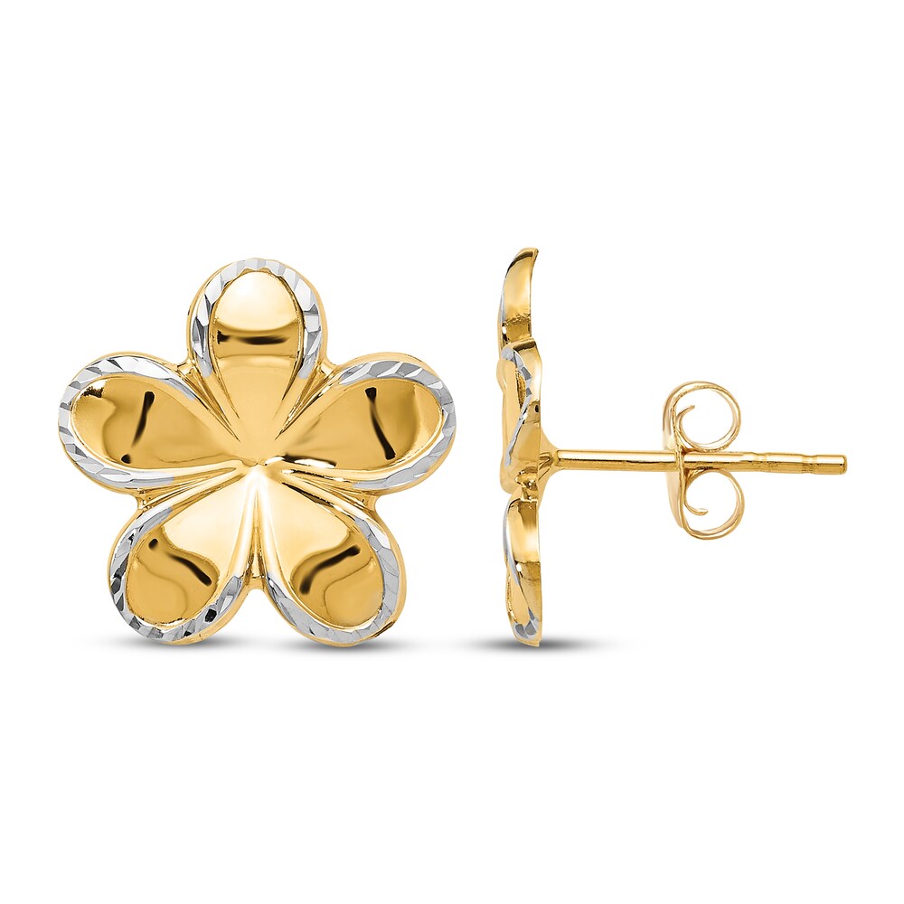 Flower Stud Earrings 14K Two-tone Gold DfOrxHFj Flower Stud Earrings 14K Two-tone Gold DfOrxHFj
