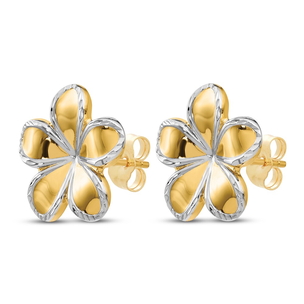 Flower Stud Earrings 14K Two-tone Gold DfOrxHFj Flower Stud Earrings 14K Two-tone Gold DfOrxHFj