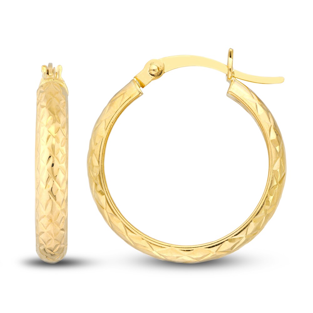 Diamond-Cut In/Out Hoop Earrings 14K Yellow Gold 20mm DmdCVmmA Diamond-Cut In/Out Hoop Earrings 14K Yellow Gold 20mm DmdCVmmA