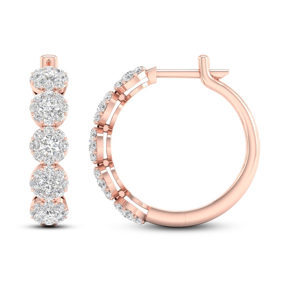 Diamond Hoop Earrings 2 ct tw Round 14K Rose Gold DoMPyFut Diamond Hoop Earrings 2 ct tw Round 14K Rose Gold DoMPyFut