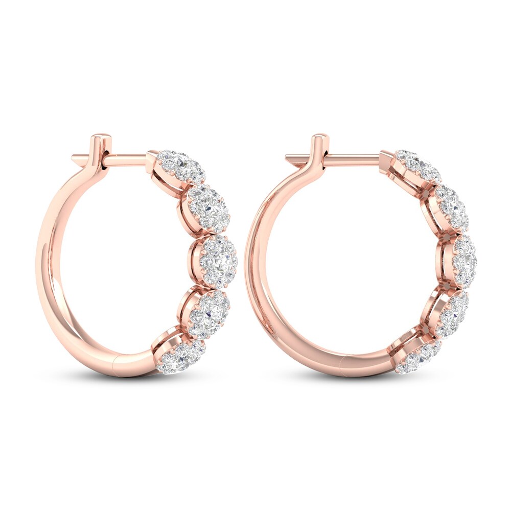 Diamond Hoop Earrings 2 ct tw Round 14K Rose Gold DoMPyFut Diamond Hoop Earrings 2 ct tw Round 14K Rose Gold DoMPyFut
