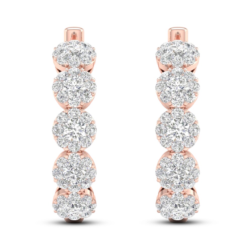 Diamond Hoop Earrings 2 ct tw Round 14K Rose Gold DoMPyFut Diamond Hoop Earrings 2 ct tw Round 14K Rose Gold DoMPyFut