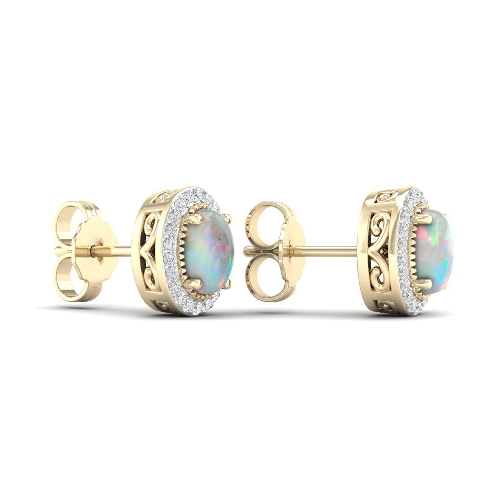 Lab-Created Opal & Lab-Created White Sapphire Stud Earrings 10K Yellow Gold DoirdVUp Lab-Created Opal & Lab-Created White Sapphire Stud Earrings 10K Yellow Gold DoirdVUp