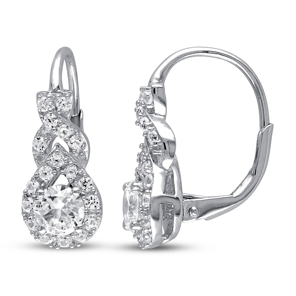 Lab-Created Sapphire Earrings Round Sterling Silver DwGuX019 Lab-Created Sapphire Earrings Round Sterling Silver DwGuX019