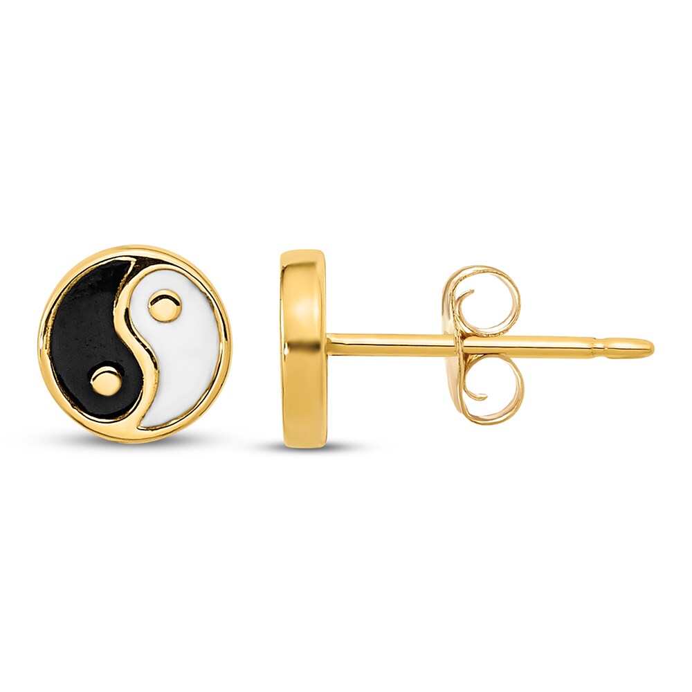 Yin and Yang Stud Earrings Enamel 14K Yellow Gold E2VG4SBs Yin and Yang Stud Earrings Enamel 14K Yellow Gold E2VG4SBs