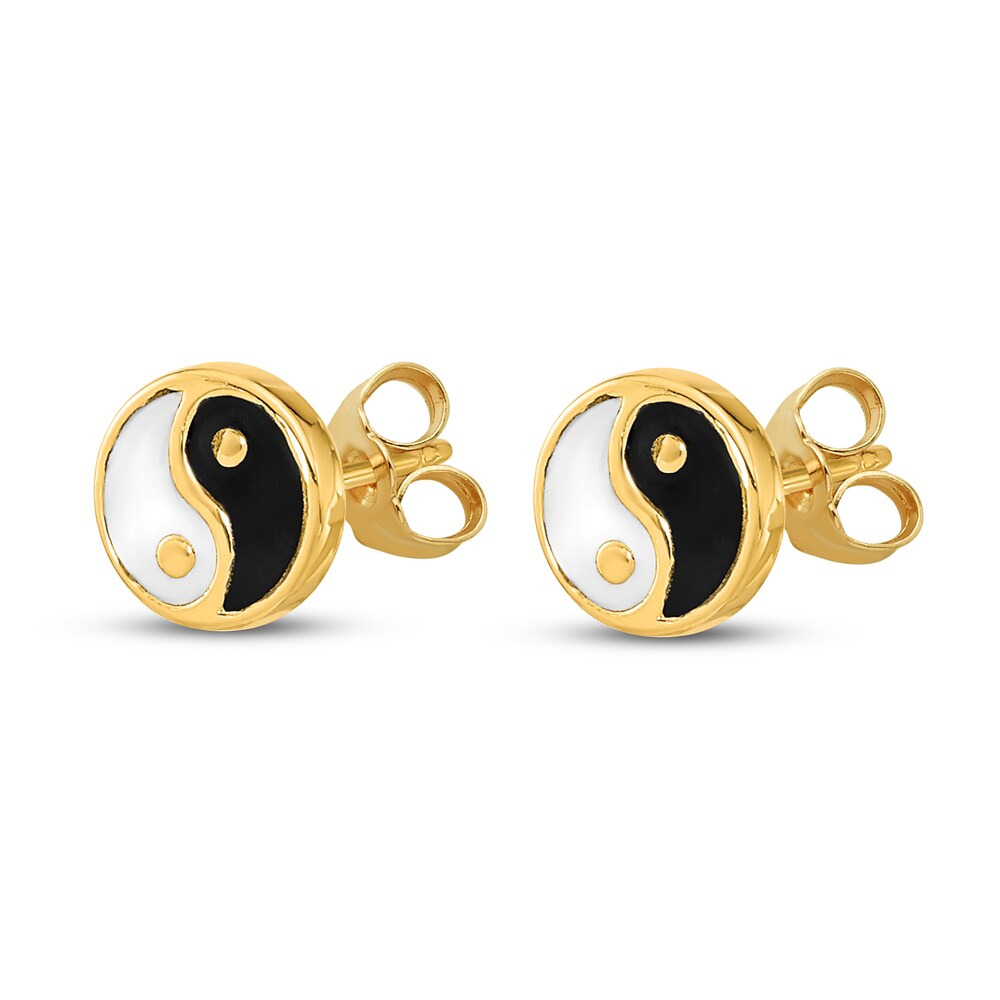 Yin and Yang Stud Earrings Enamel 14K Yellow Gold E2VG4SBs Yin and Yang Stud Earrings Enamel 14K Yellow Gold E2VG4SBs