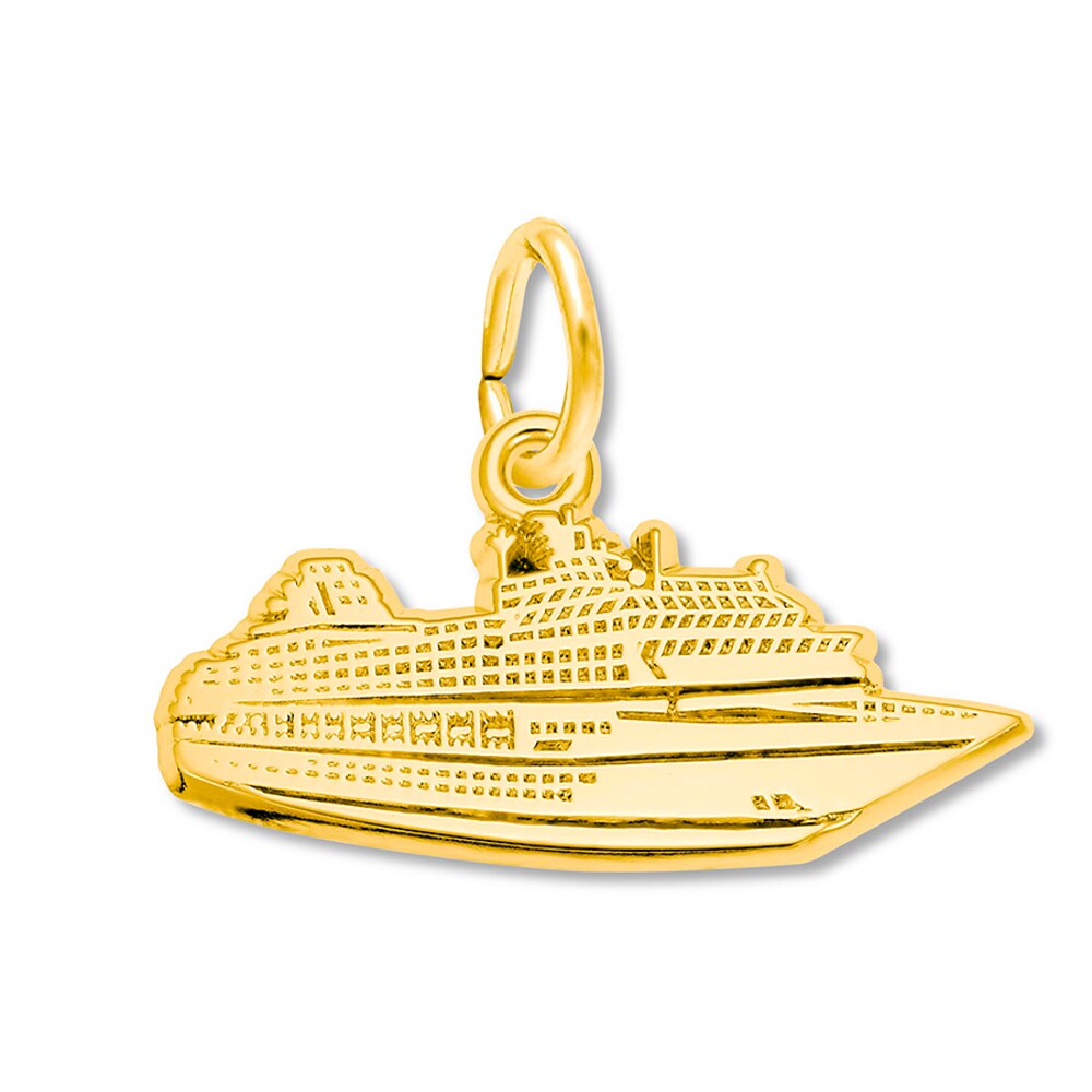 Cruise Ship Charm 14K Yellow Gold E7ZQBgck Cruise Ship Charm 14K Yellow Gold E7ZQBgck