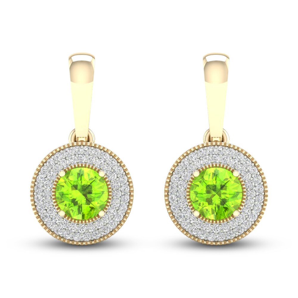 Natural Peridot Drop Earrings 1/3 ct tw Diamonds 10K Yellow Gold ENCmoRKC Natural Peridot Drop Earrings 1/3 ct tw Diamonds 10K Yellow Gold ENCmoRKC