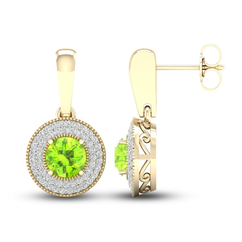 Natural Peridot Drop Earrings 1/3 ct tw Diamonds 10K Yellow Gold ENCmoRKC Natural Peridot Drop Earrings 1/3 ct tw Diamonds 10K Yellow Gold ENCmoRKC