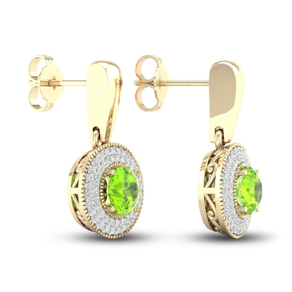 Natural Peridot Drop Earrings 1/3 ct tw Diamonds 10K Yellow Gold ENCmoRKC Natural Peridot Drop Earrings 1/3 ct tw Diamonds 10K Yellow Gold ENCmoRKC