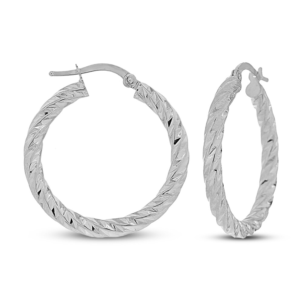 Patterned Hoop Earrings 14K White Gold EO7pv2NP Patterned Hoop Earrings 14K White Gold EO7pv2NP