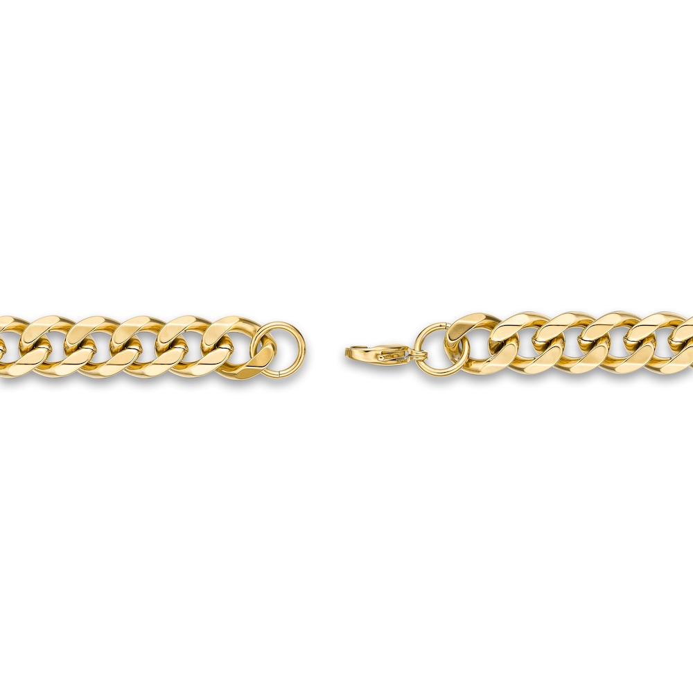 Men\'s Curb Necklace & Bracelet Set Gold-Plated Stainless Steel ERITestq