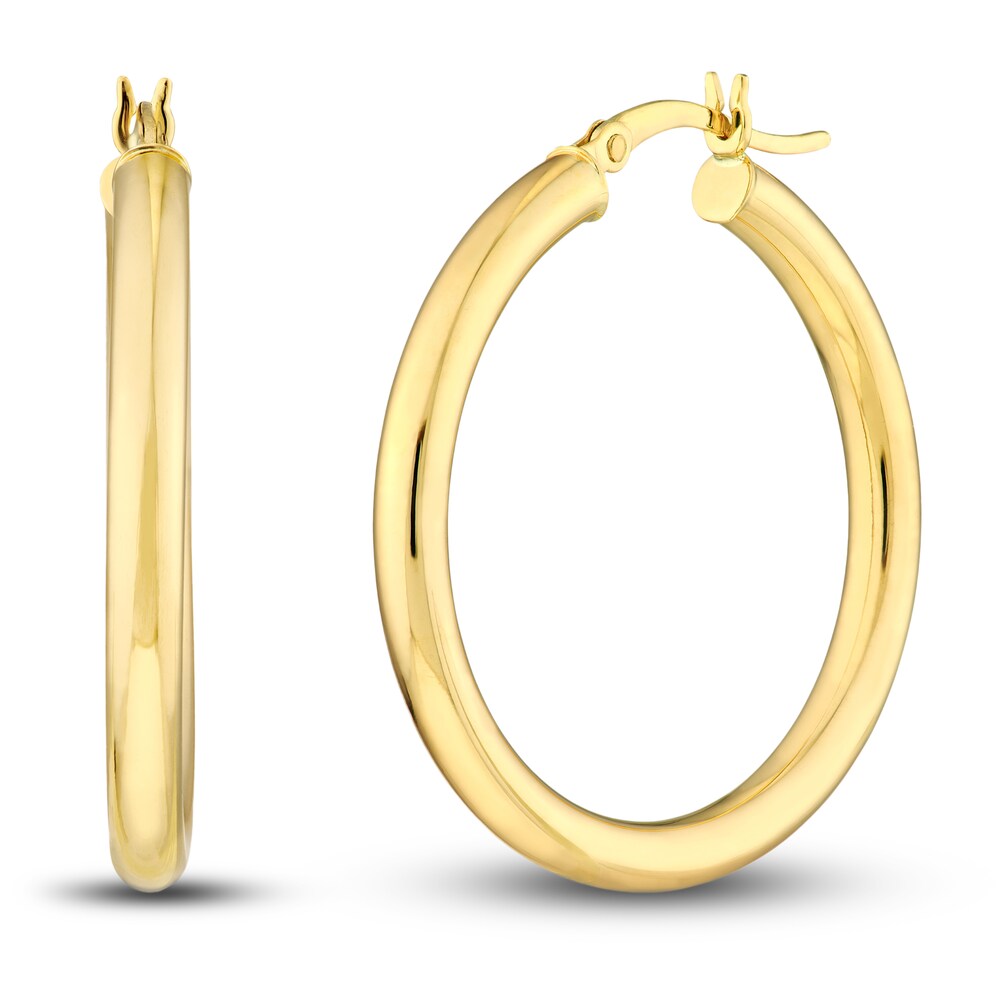 Polished Hoop Earrings 14K Yellow Gold 30mm EYFaCLV0 Polished Hoop Earrings 14K Yellow Gold 30mm EYFaCLV0