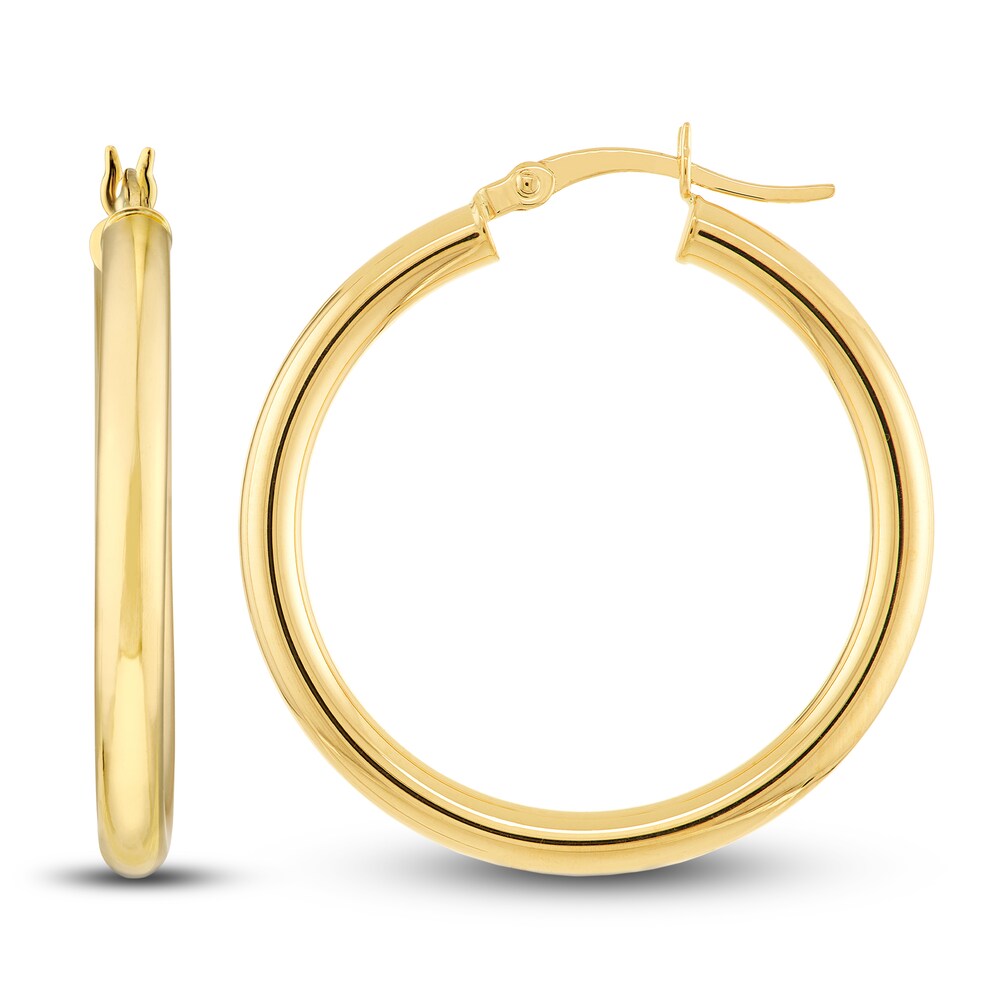 Polished Hoop Earrings 14K Yellow Gold 30mm EYFaCLV0 Polished Hoop Earrings 14K Yellow Gold 30mm EYFaCLV0