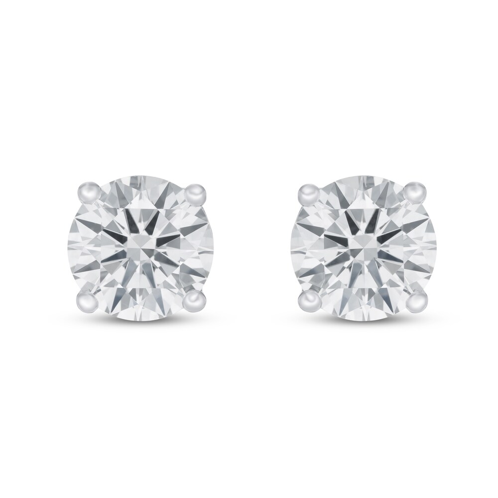 Lab-Created Diamond Solitaire Earrings 1-1/2 ct tw Round 14K White Gold (SI2/F) EeSlhEe5 Lab-Created Diamond Solitaire Earrings 1-1/2 ct tw Round 14K White Gold (SI2/F) EeSlhEe5