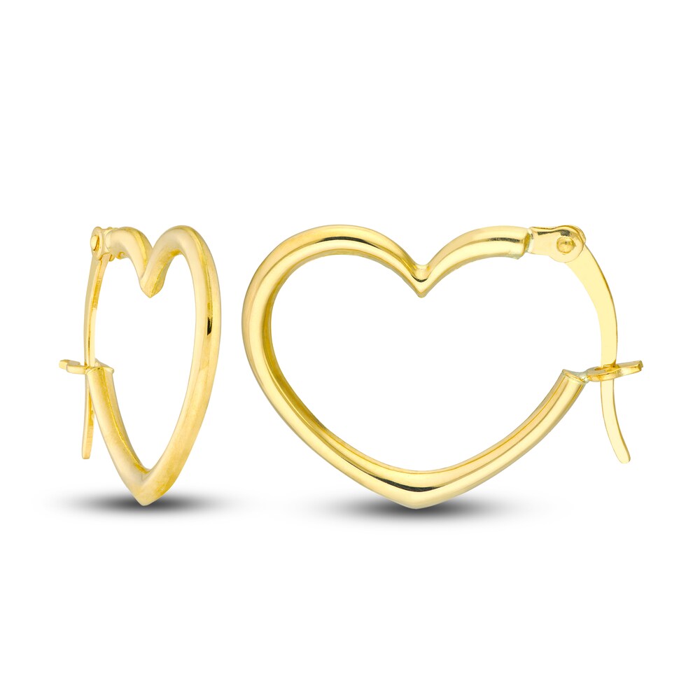 Polished Heart Hoop Earrings 14K Yellow Gold 18mm EfGkNJ53 Polished Heart Hoop Earrings 14K Yellow Gold 18mm EfGkNJ53