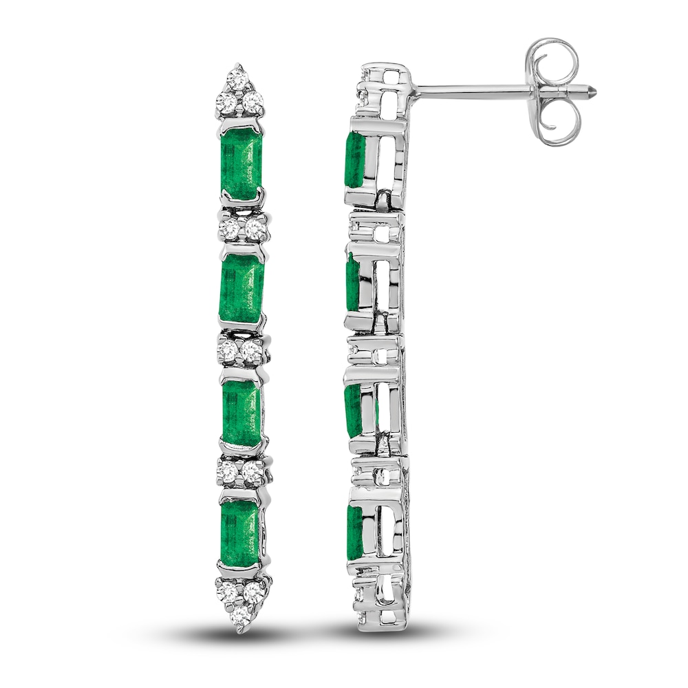 Natural Emerald Dangle Earrings 1/5 ct tw Diamonds 14K White Gold Ej2Jy5Ts Natural Emerald Dangle Earrings 1/5 ct tw Diamonds 14K White Gold Ej2Jy5Ts