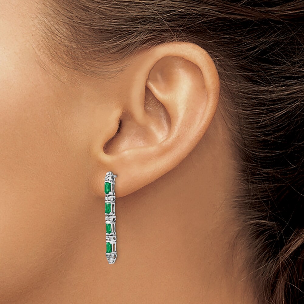 Natural Emerald Dangle Earrings 1/5 ct tw Diamonds 14K White Gold Ej2Jy5Ts Natural Emerald Dangle Earrings 1/5 ct tw Diamonds 14K White Gold Ej2Jy5Ts