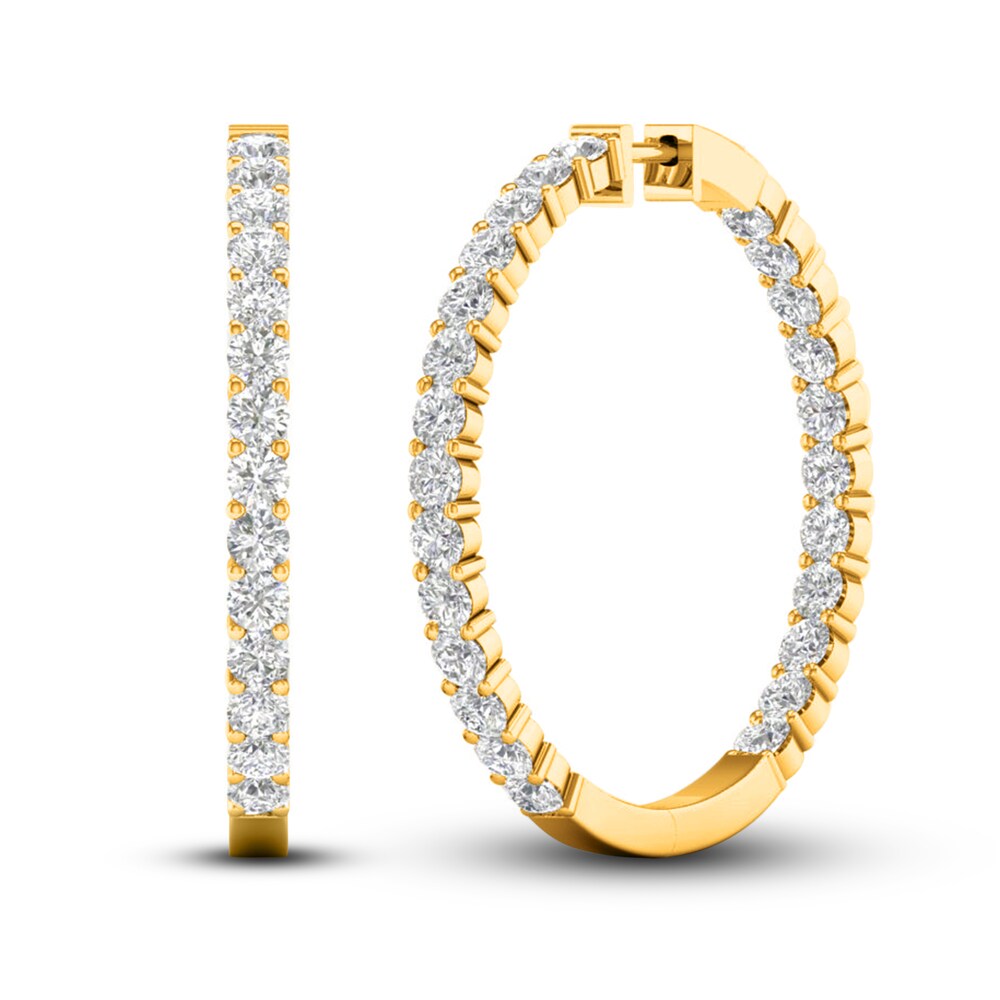 Lab-Created Diamond Hoop Earrings 7 ct tw Round 14K Yellow Gold EkGtqhdp Lab-Created Diamond Hoop Earrings 7 ct tw Round 14K Yellow Gold EkGtqhdp