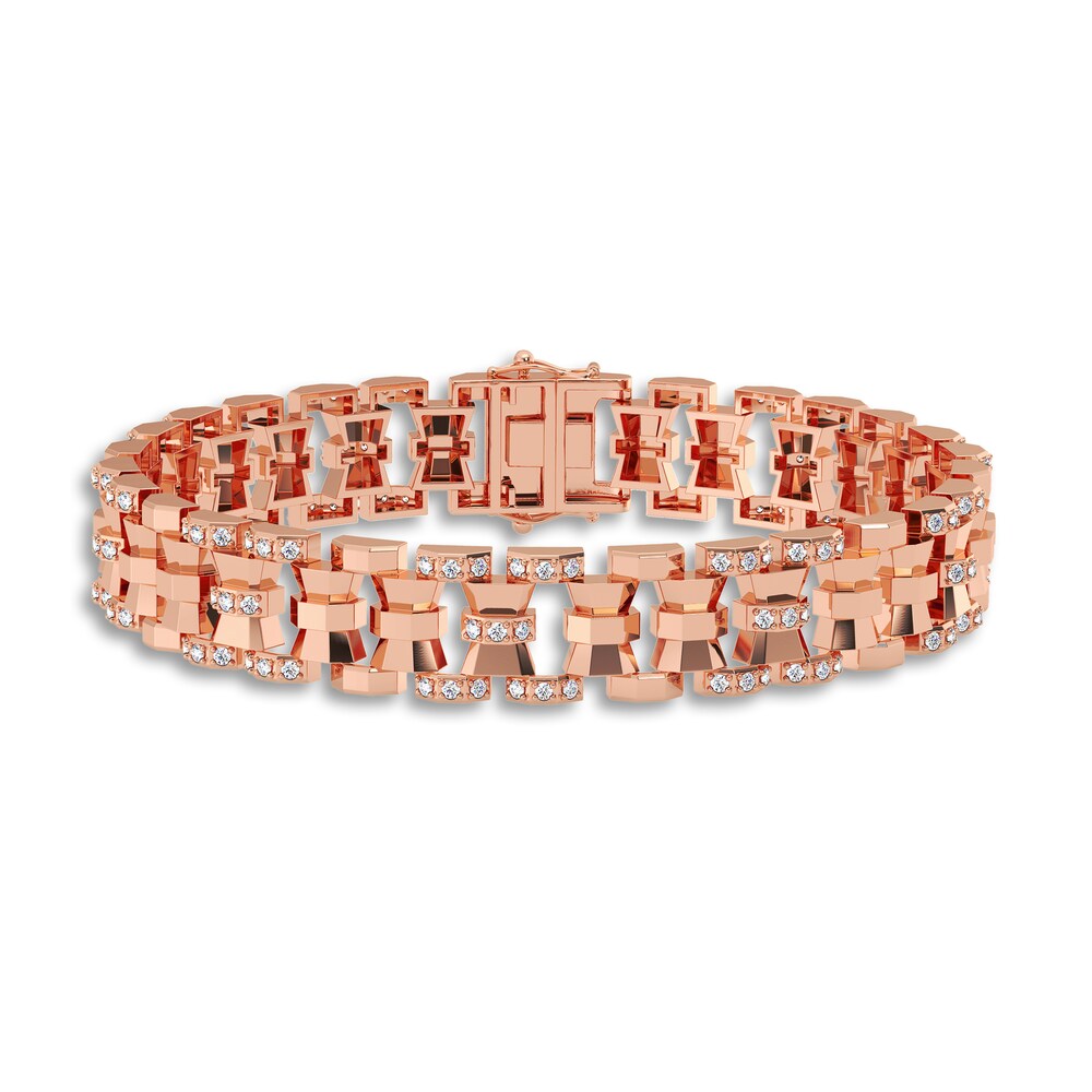 Men's Diamond Bracelet 1 ct tw Round 14K Rose Gold 8.5" EnqnjyPx Men's Diamond Bracelet 1 ct tw Round 14K Rose Gold 8.5" EnqnjyPx