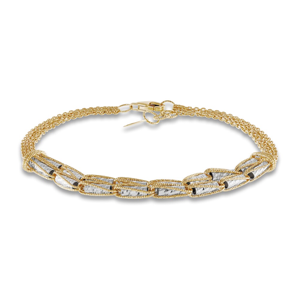 Italia D'Oro Double Triangle Chain Bracelet 14K Two-Tone Gold 7.25" EuuM4CV5 Italia D'Oro Double Triangle Chain Bracelet 14K Two-Tone Gold 7.25" EuuM4CV5