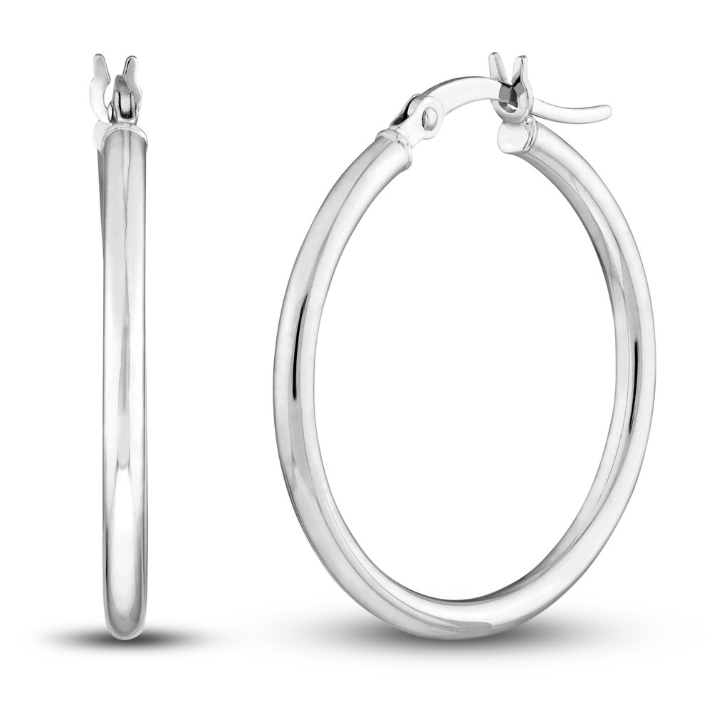 Polished Hoop Earrings 14K White Gold 25mm EvIKMvWz Polished Hoop Earrings 14K White Gold 25mm EvIKMvWz