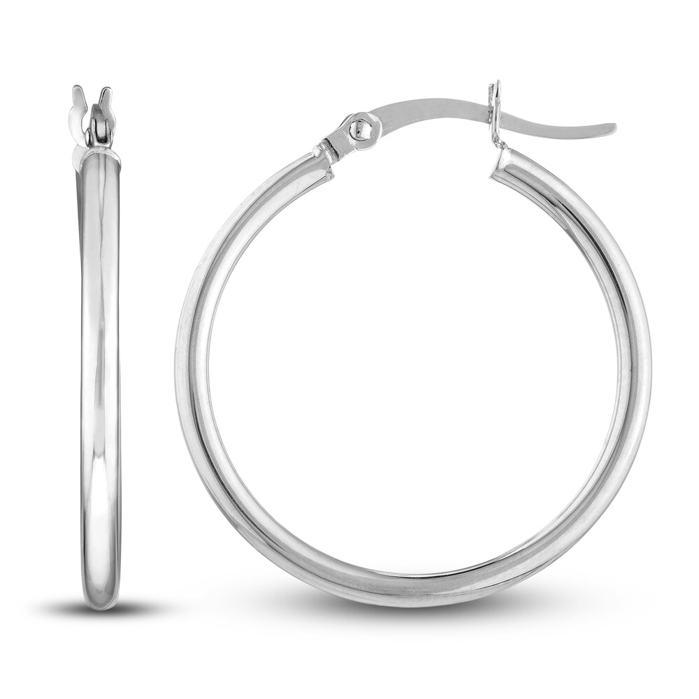 Polished Hoop Earrings 14K White Gold 25mm EvIKMvWz Polished Hoop Earrings 14K White Gold 25mm EvIKMvWz