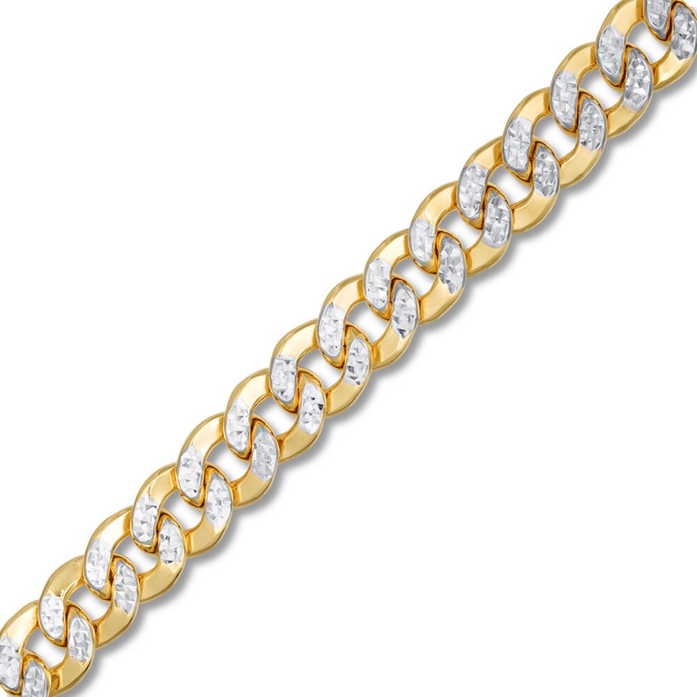 Curb Chain Bracelet 10K Two-Tone Gold 8.5\" FFstyKTg Curb Chain Bracelet 10K Two-Tone Gold 8.5\" FFstyKTg