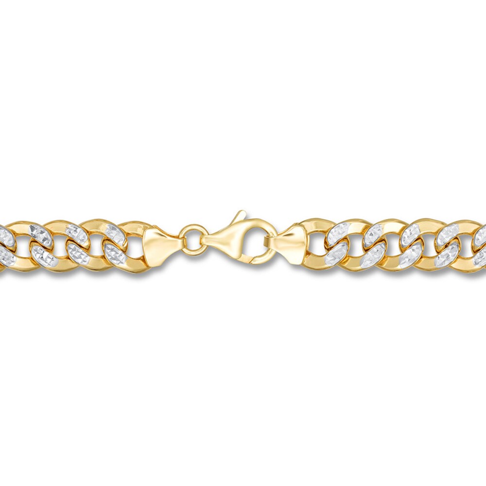 Curb Chain Bracelet 10K Two-Tone Gold 8.5\" FFstyKTg Curb Chain Bracelet 10K Two-Tone Gold 8.5\" FFstyKTg