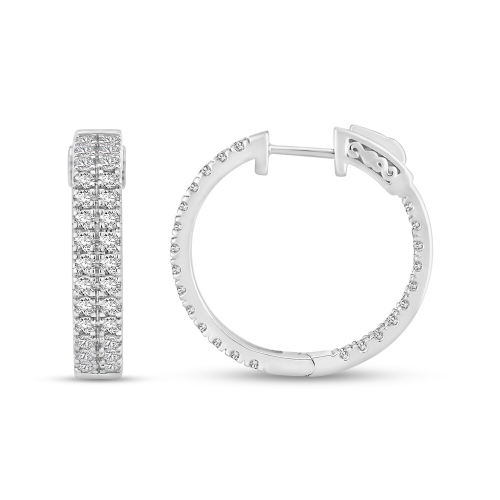 Diamond Double Hoop Earrings 3 ct tw Round 18K White Gold FH2gczfG Diamond Double Hoop Earrings 3 ct tw Round 18K White Gold FH2gczfG