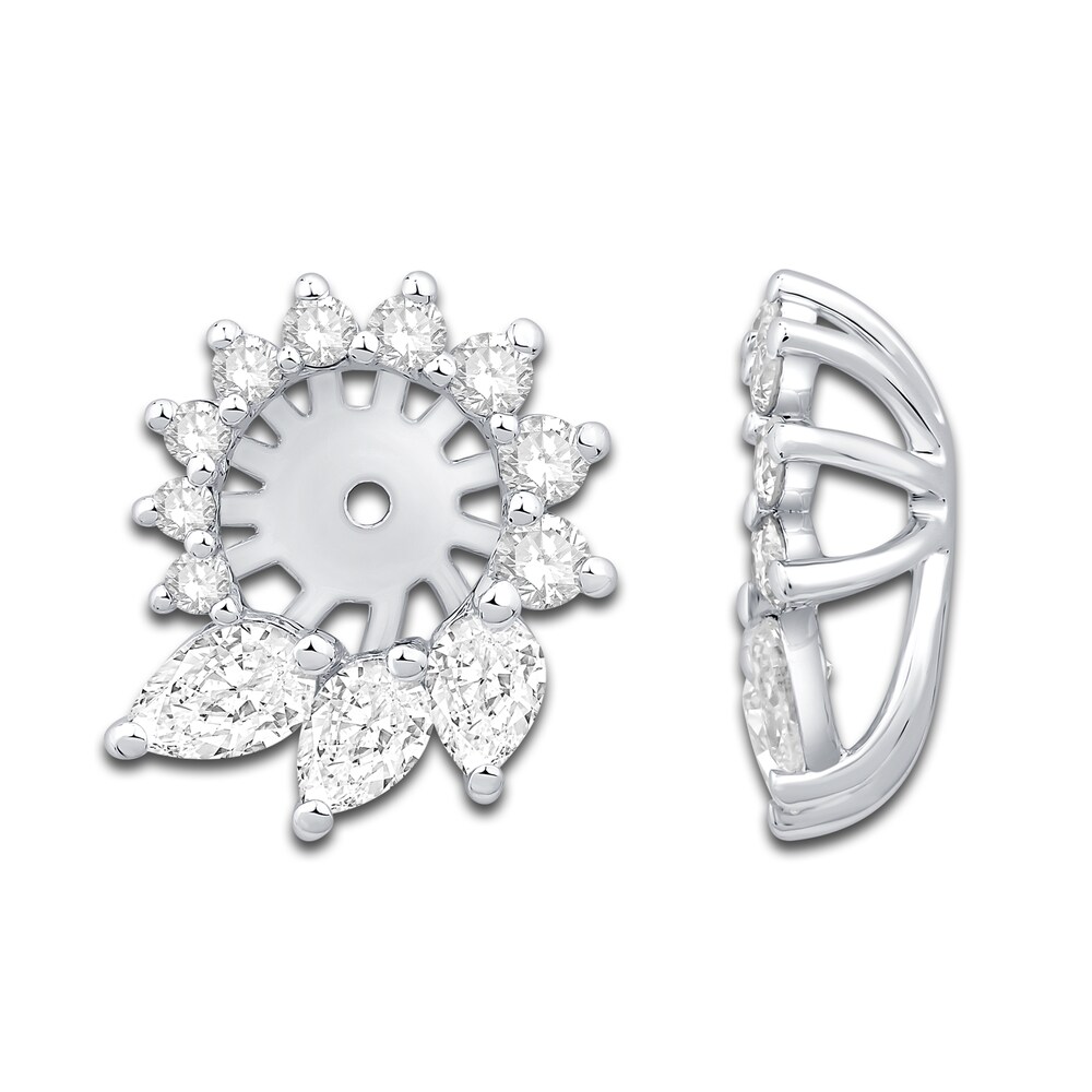 Diamond Floral Halo Earring Jackets 1 ct tw Pear/Round 14K White Gold FJ9MbaSt