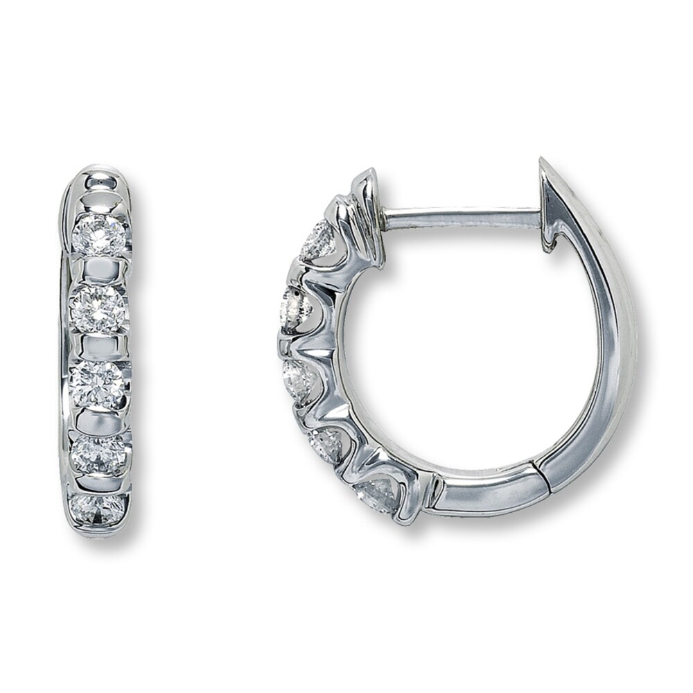 Diamond Hoop Earrings 1/2 ct tw Round-cut 14K White Gold FNJlFh5m Diamond Hoop Earrings 1/2 ct tw Round-cut 14K White Gold FNJlFh5m