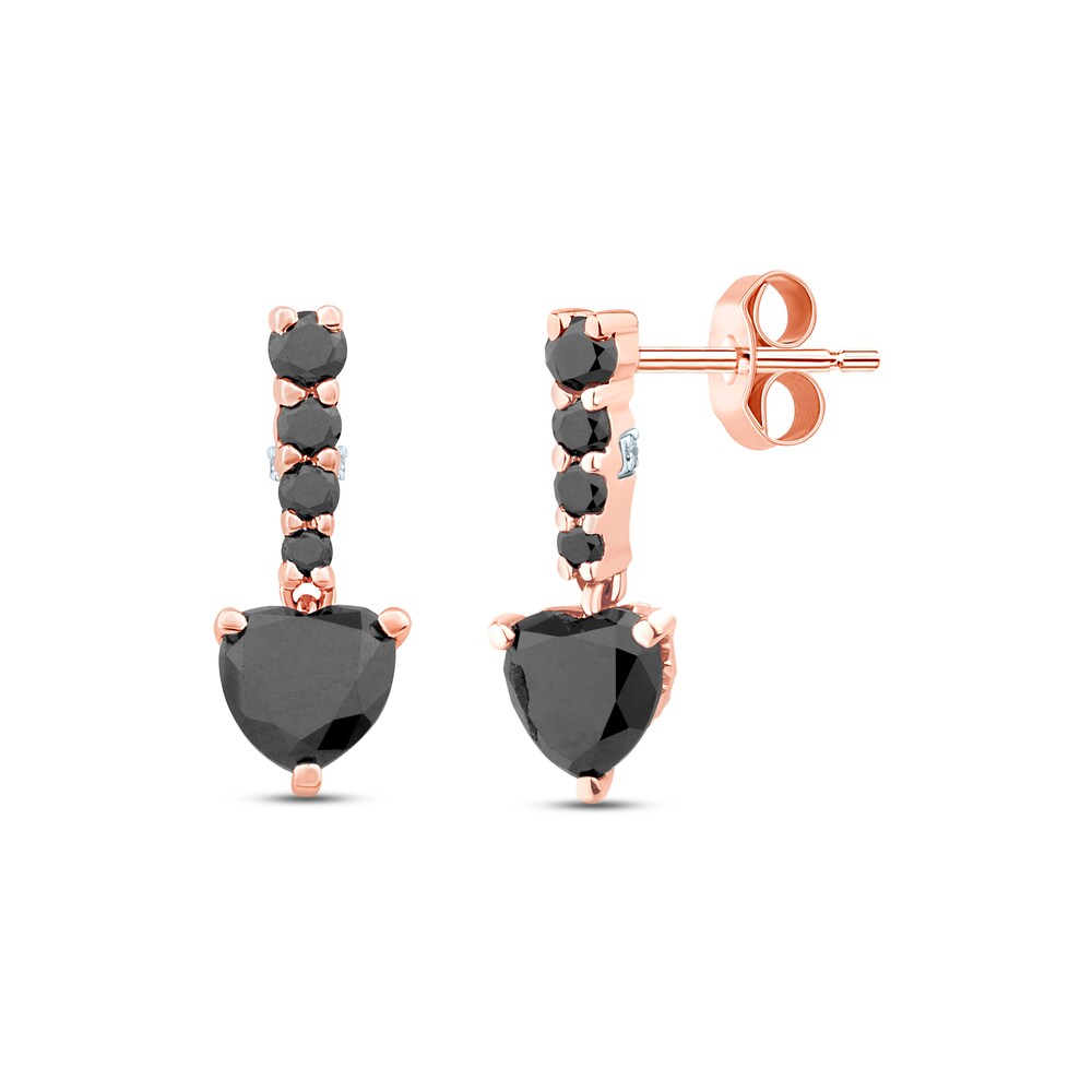Pnina Tornai Black Diamond Earrings 1-1/3 ct tw Round/Heart 10K Rose Gold FWOwcarm Pnina Tornai Black Diamond Earrings 1-1/3 ct tw Round/Heart 10K Rose Gold FWOwcarm