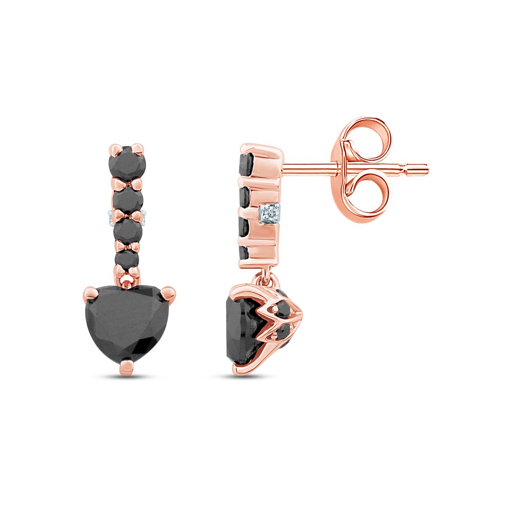 Pnina Tornai Black Diamond Earrings 1-1/3 ct tw Round/Heart 10K Rose Gold FWOwcarm